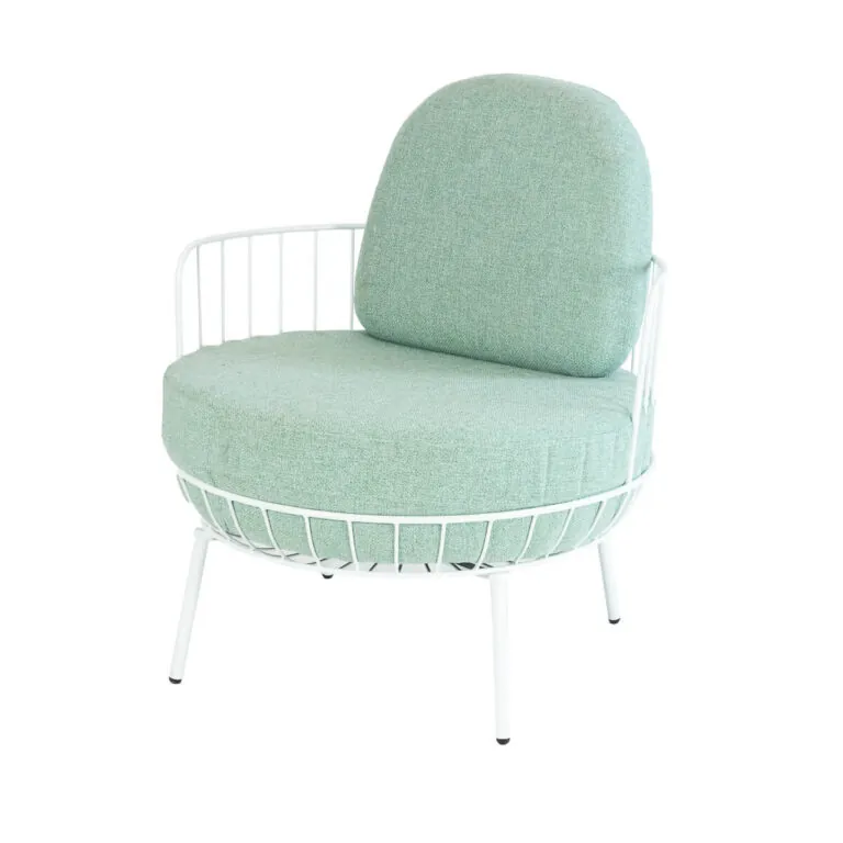 Ricardo Sofa Chair — White with Green Cushion